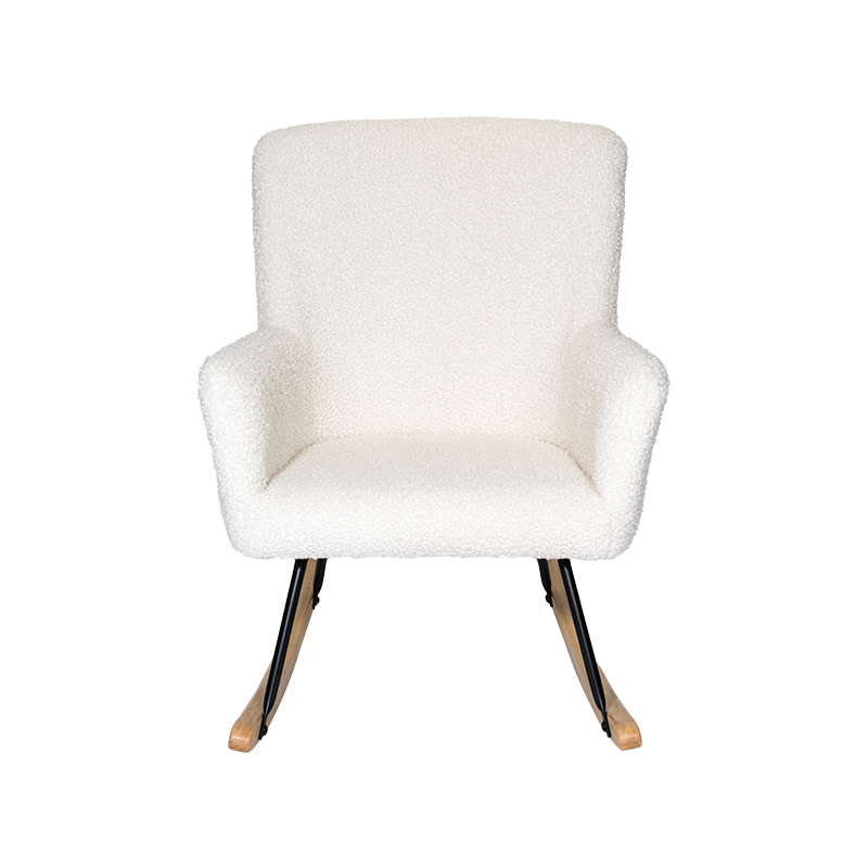 Faoileoir upholstered Teddy Recliner fabraic fionnaidh bán bán cathaoir rocking do sheomra suí, seomra leapa